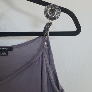 NWT Rhapsody cold shoulder beaded strap top.
